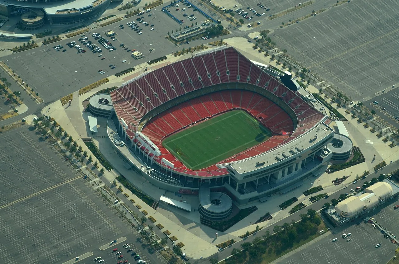 Aerial view of Arrowhead Stadium, a World Cup 2026 host stadium